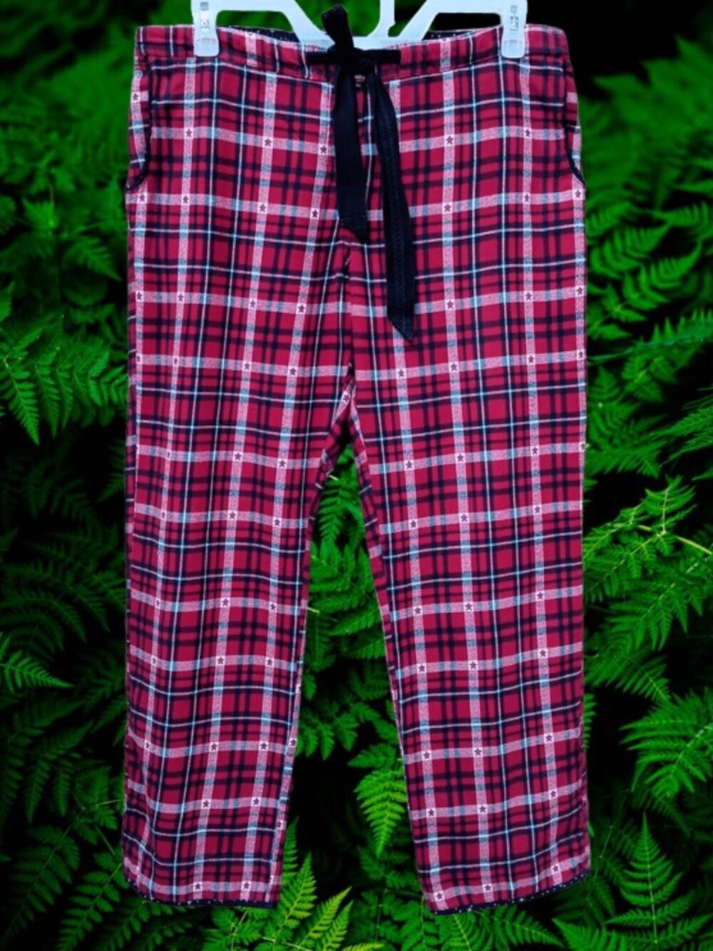 Fatface Womens Flannel Sleep Pajama Pants Red Plaid Drawstring Pockets Size 10